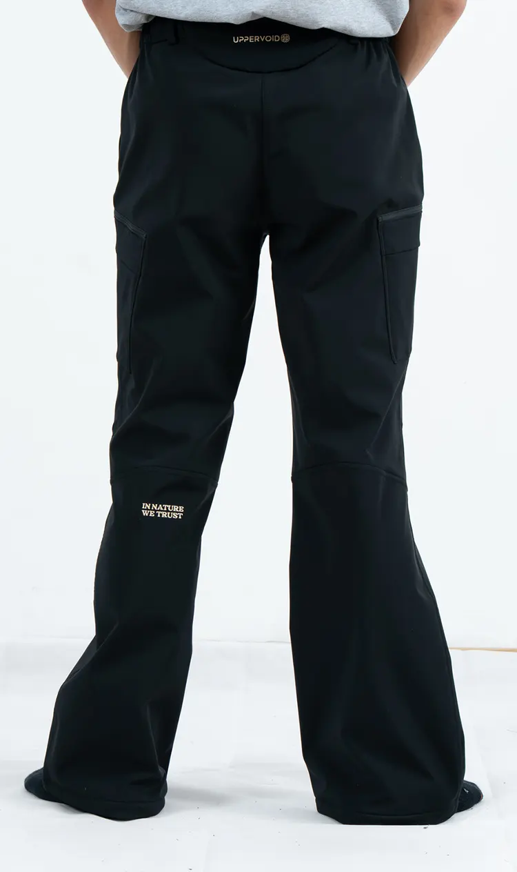 Flared Waterproof Hardshell Cargo Pants with Thermal Fabric and Angled Zip Pockets