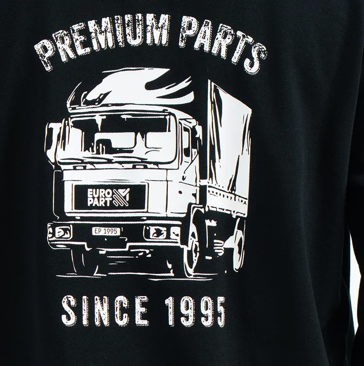 Long Sleeve Polo Shirt with Chest Logo and Truck Back Graphic
