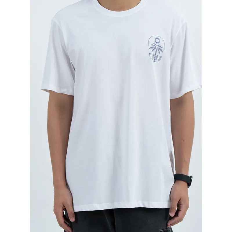 Afslappet T-shirt med rund hals med palmetræ bryst og ryg grafik